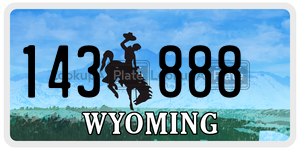 143888 license plate in Wyoming