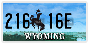 21616E license plate in Wyoming