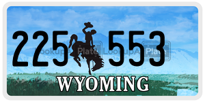 225553 license plate in Wyoming