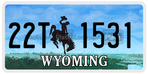 22T1531 license plate in Wyoming