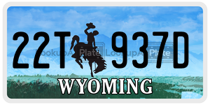 22T937D  license plate in WY