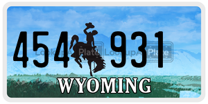 454931 license plate in Wyoming