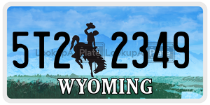 5T22349  license plate in WY