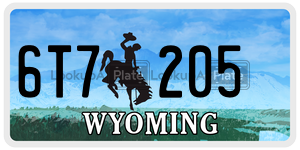 6T7205  license plate in WY